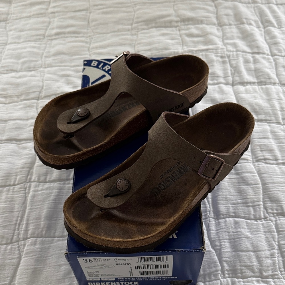 Birkenstock Brown Gizeh Thong Sandals - mocha size 36